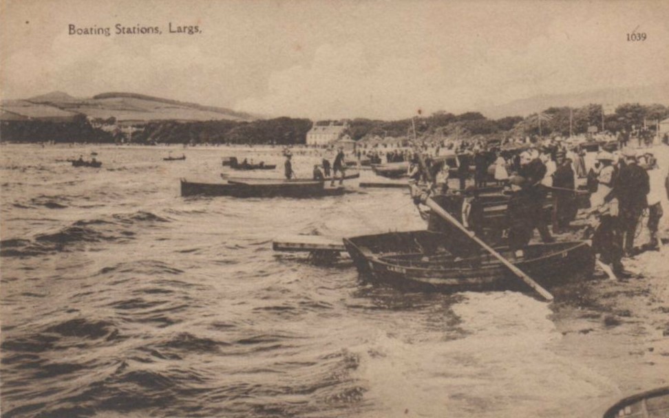 Leisure boating on Largs beach 1900s